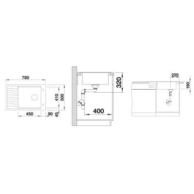 Måltegning Blanco Elon XL 6 S – mål 780x500 mm
