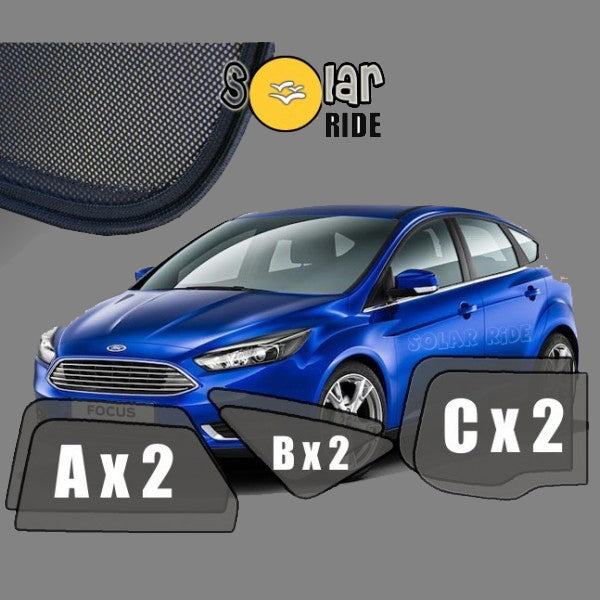 Sr solskjerm i akryl til Ford Focus Hatchback III i roykfarget utførelse med enkel montering