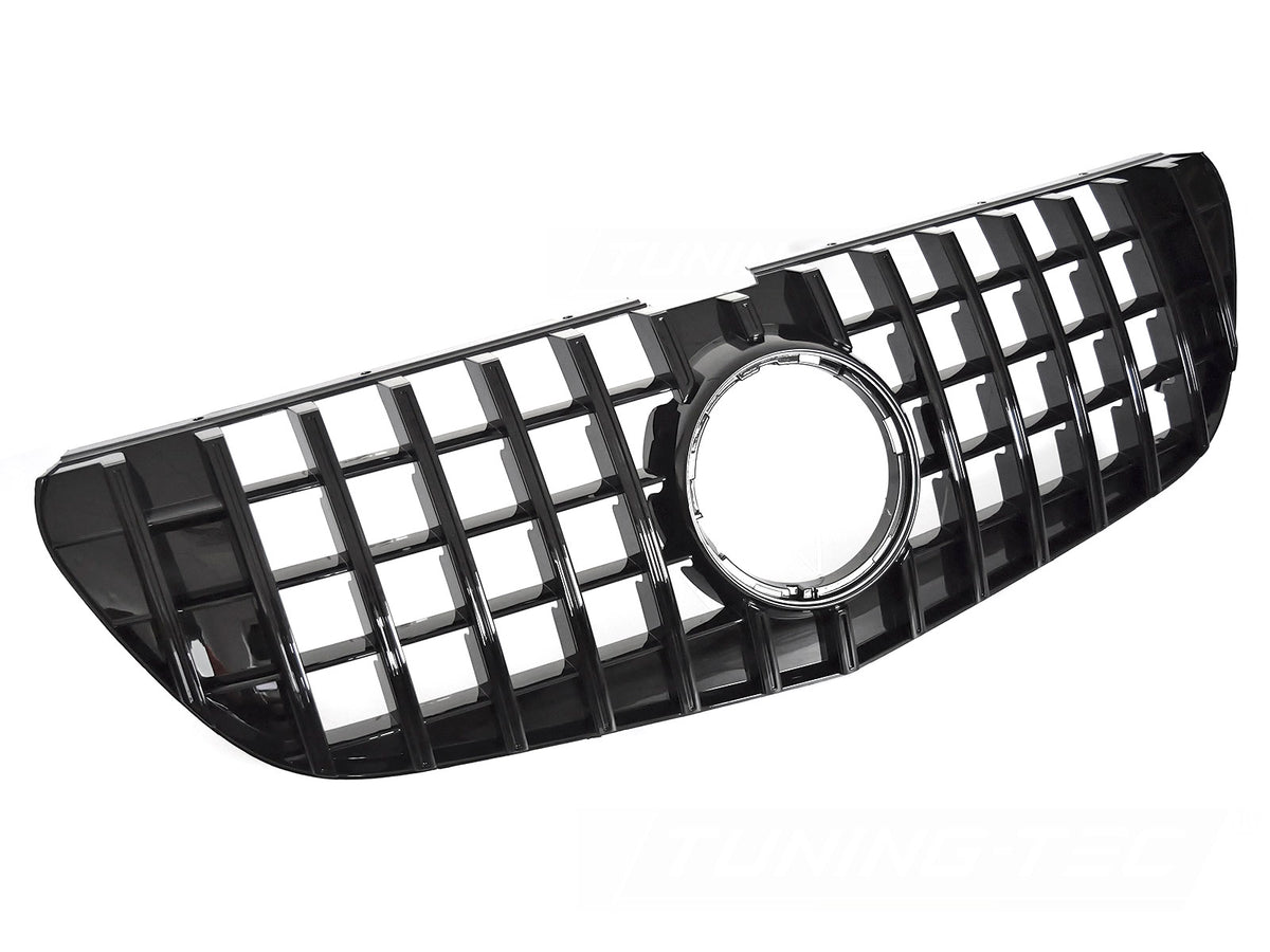 Grill Sport Blank Sort til Mercedes Vito W447 14-19 sett rett forfra på hvit bakgrunn.