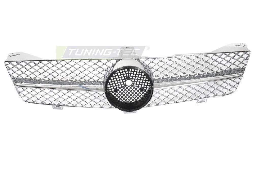 Detaljbilde av Grill Mercedes CLS C219 08-10 krom med sport-mønster og emblemfeste.