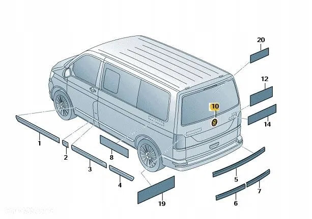 Emblem Vw emblem T5 / VW T6 / VW Caddy Bakluke OEM - sett bakfra