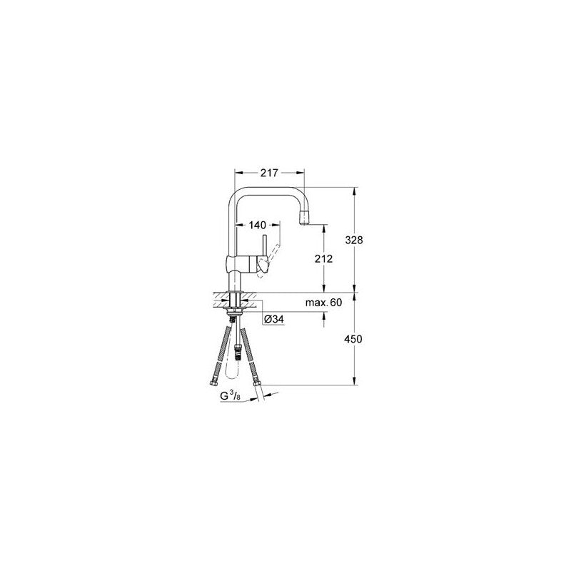 Grohe Minta 32067000 kjøkkenbatteri kromfinish med GROHE StarLight overflate sett fra siden