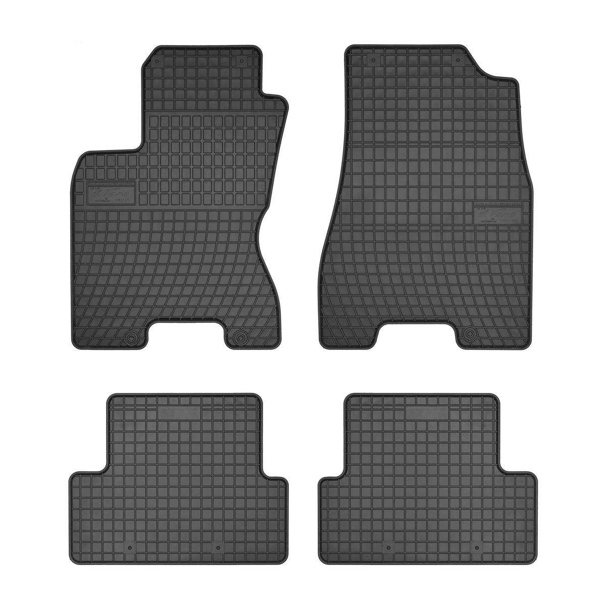Frogum gummimatter til Nissan X-Trail II (T31) 2007–2013 – svart, vanntett, 4 stk i sett med 1 cm sidekant