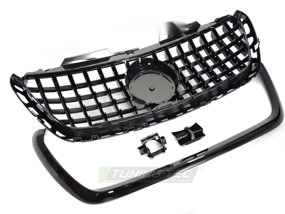 Grill Mercedes Sprinter W907 18-22 blank sort med festedetaljer på baksiden.