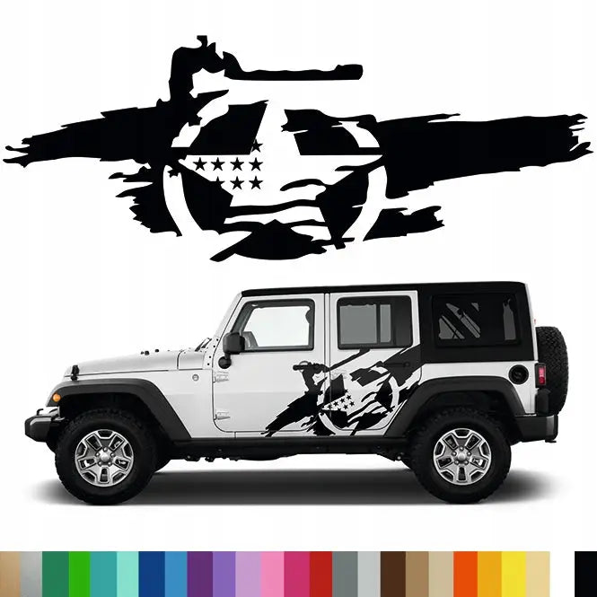 2x Klistremerke Grafikk Til Bil Auto Jeep Stjerne Usa-flagg 112x43 Farger - 1