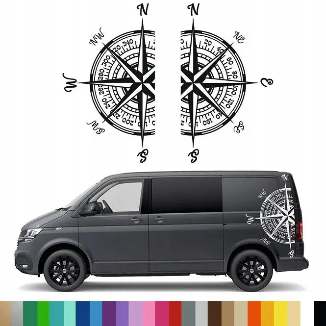 2x Klistremerke Grafikk Til Bobil Campingvogn Vindrose 63x110 - 1