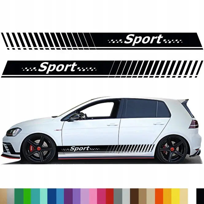 2x Klistremerker Grafikk Til Bilside Auto Striper Linjer Sport 230x19,3 Mg - 1