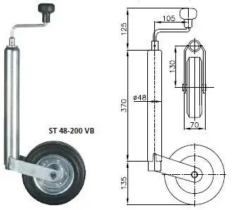 Støttehjul for tilhenger Winterhoff ST 48-200 VB 150kg | Nomax.no🥇_2