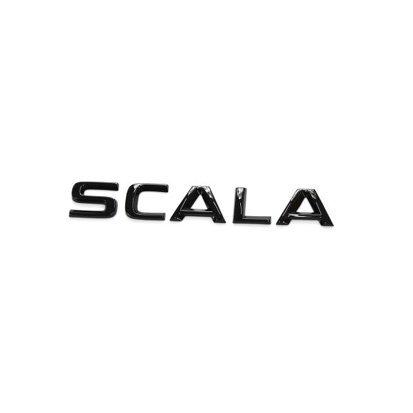 Emblem/logo til Skoda Scala Black Glossy i svart blank ABS-materiale for bakluke