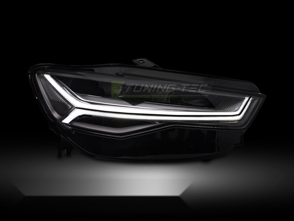Nærbilde av LED-kjørelys (DRL) på frontlykt til Audi A6 C7 14-18