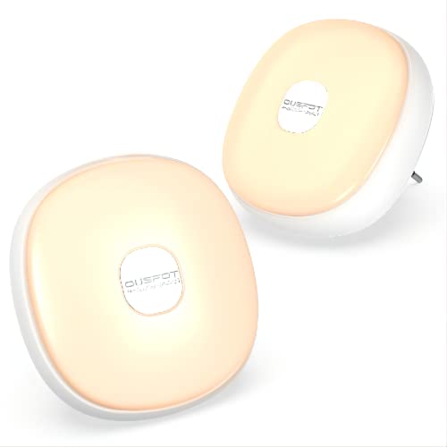 Nattlampe Barn, to oppladbare nattlys med avrundet firkant, hvit bakside og varm lysende front, sett fra siden.