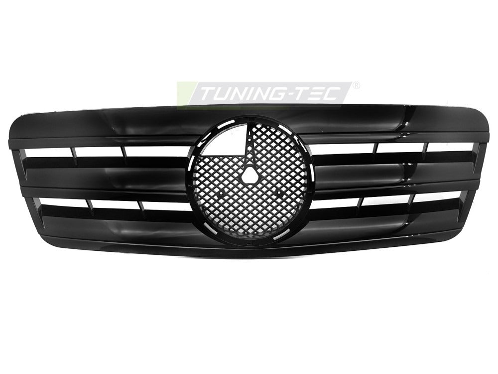 Detaljbilde av Grill Mercedes CLK W208 96-02 sort med lamellstruktur og emblemfeste.