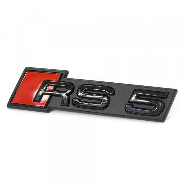 Emblem/logo til Audi RS5 (F5) Sportback/Coupe > Black Glossy / Red montert i frontgrill, laget i ABS Automotive, original Aud