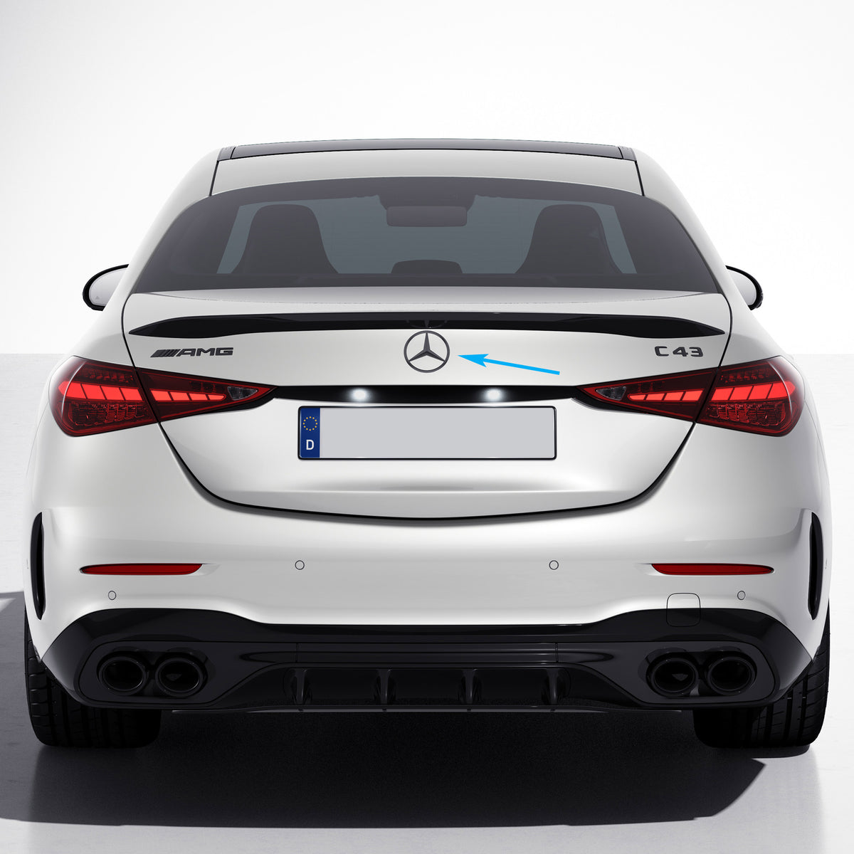 Emblem/logo til Mercedes stjerne W205 / W206 Sport Black Matt Edition i svart matt ABS for bakluke
