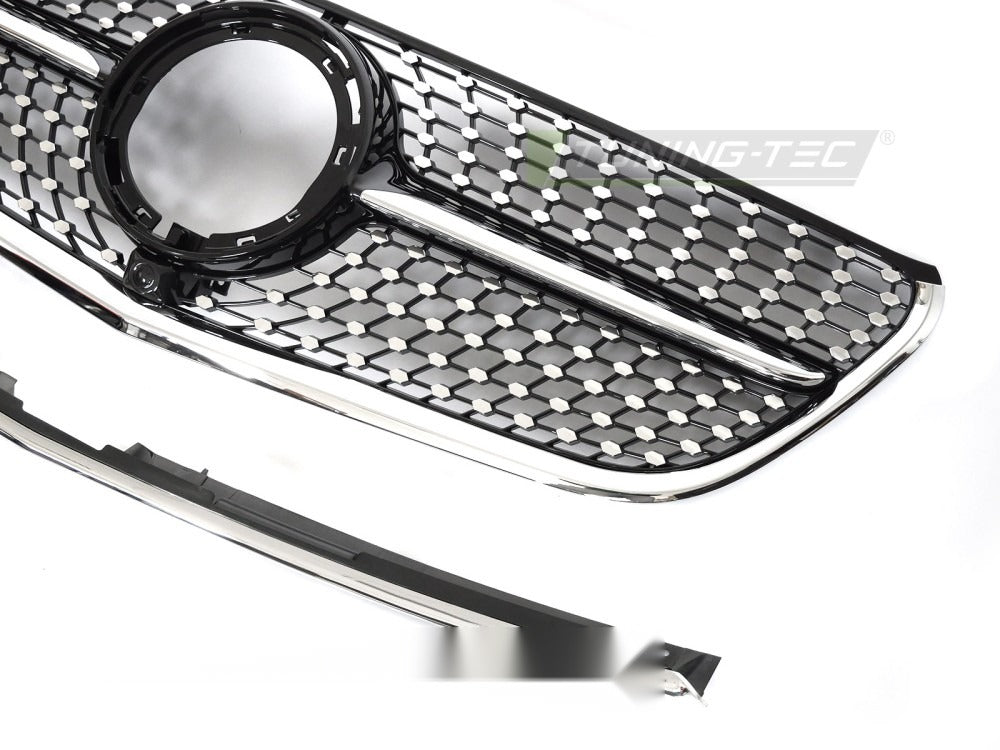 Grill Mercedes Vito W447 19-23 sett fra siden, lamellstruktur synlig.