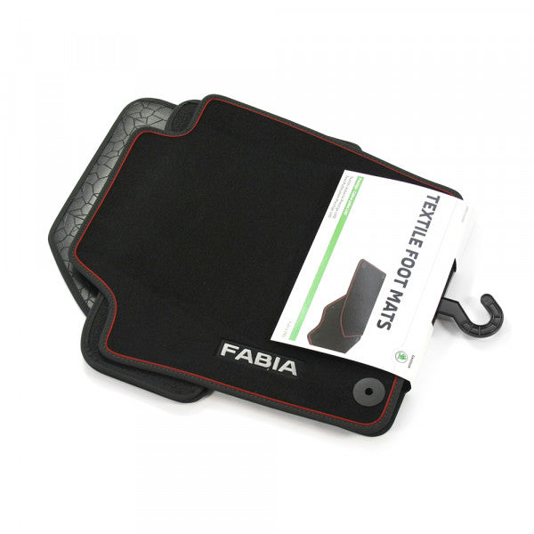 VAG OEM stoffmatter til Skoda Fabia – satin svart stoff