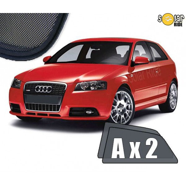 Røykfarget solskjerm til Audi A3 8P (2003-2013), sett forfra – pakke med 2 stk