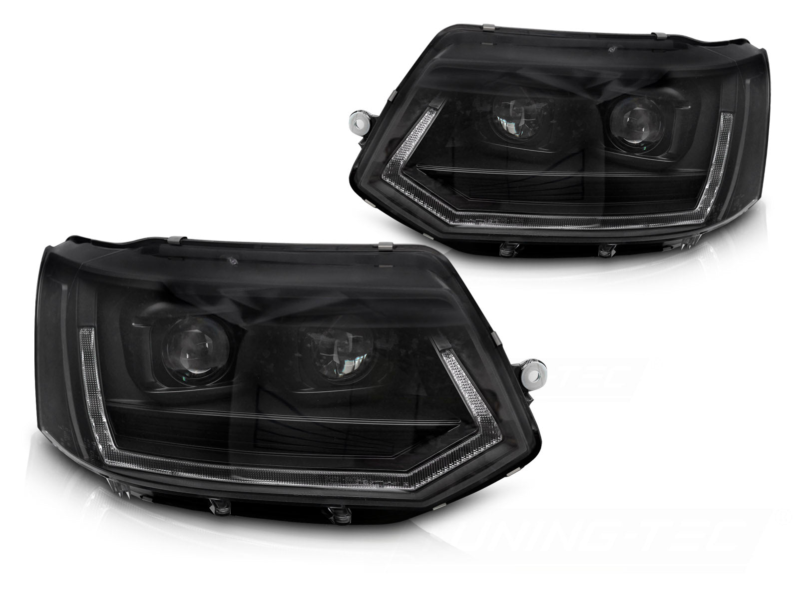 Frontlykter Volkswagen T5 10–15 svarte T6 look, LED DRL, sekvensielle blinklys - LPVWY8