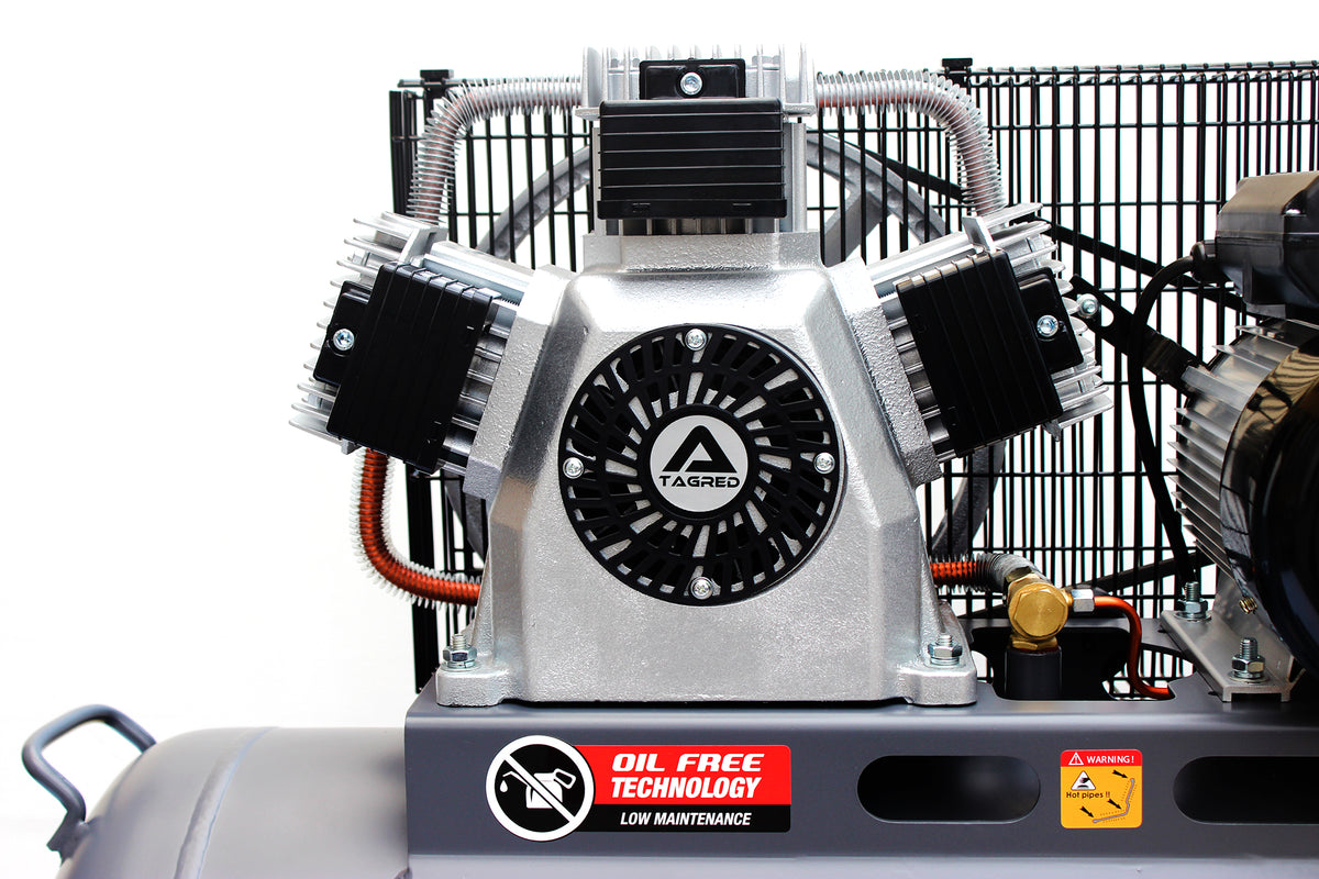 Kompressor Tagred TA3390 manometer og trykkregulator på tanken