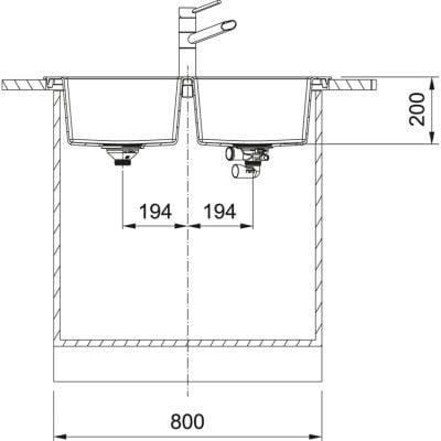 Måltegning Franke Sirius 2.0 – mål 860x500 mm