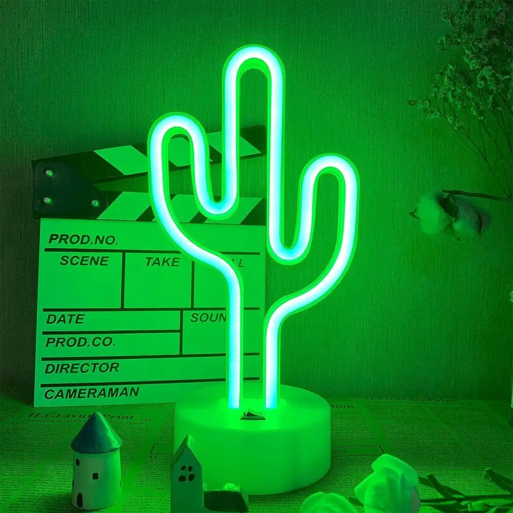 3d Neon Kaktus Lampe Led Neon Batteridrevet - 1