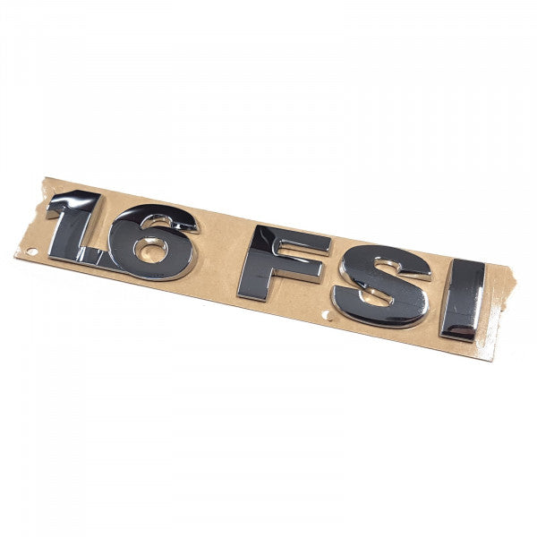 Emblem/logo til Vw 1.6 FSI VW V Glossy Chrome i blank krom og ABS-materiale med original passform