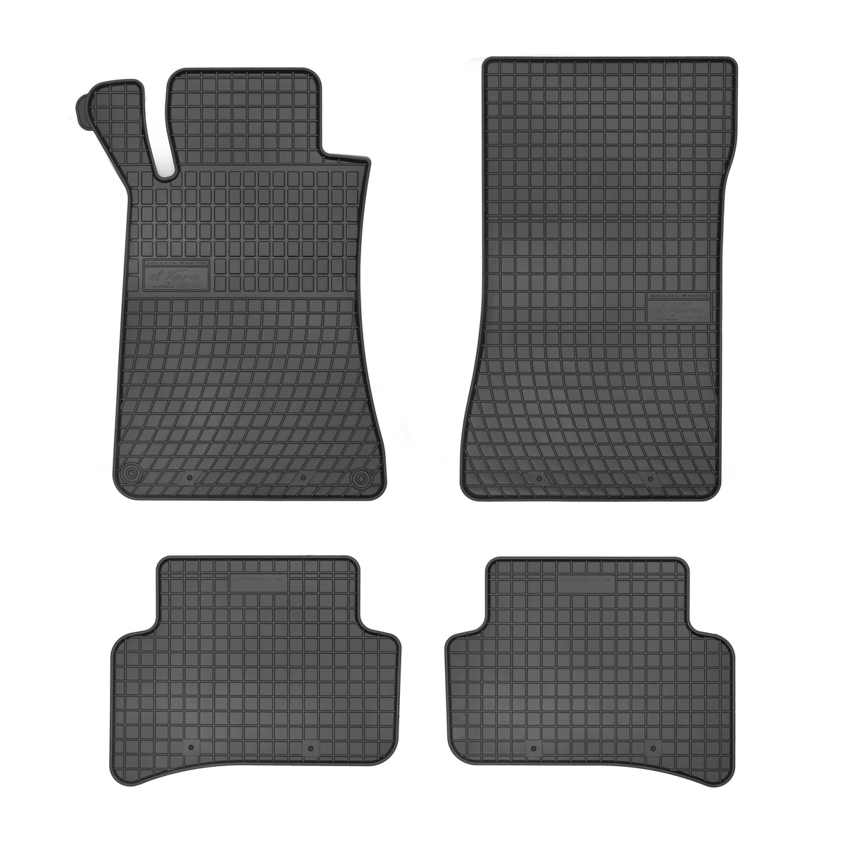 Frogum gummimatter til Mercedes C W203/S203 (2000–2007) – svart, sett med 4 stk, sidekant 1 cm