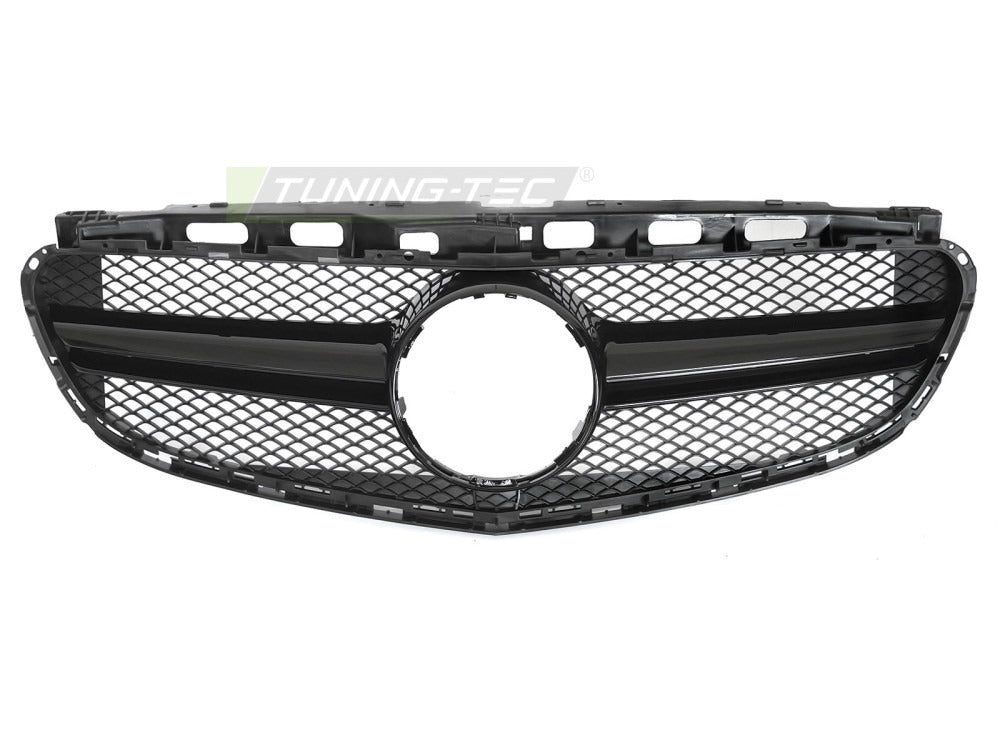 Detaljbilde av Grill Mercedes E-Klasse W212/S212 13-16 sort med lamellstruktur og emblemfeste.