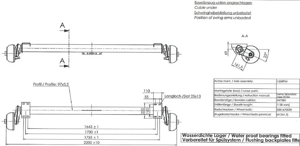 Bremset båthengeraksel - Tilhengere AL-KO A1700mm C2200mm 1350kg 5X112 | Nomax.no🥇_4