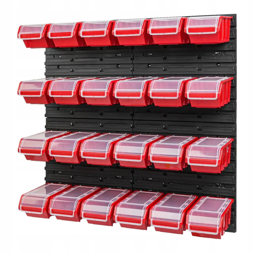 4 x Verktøyvegg Panel Med 24 Røde Bokser - 1