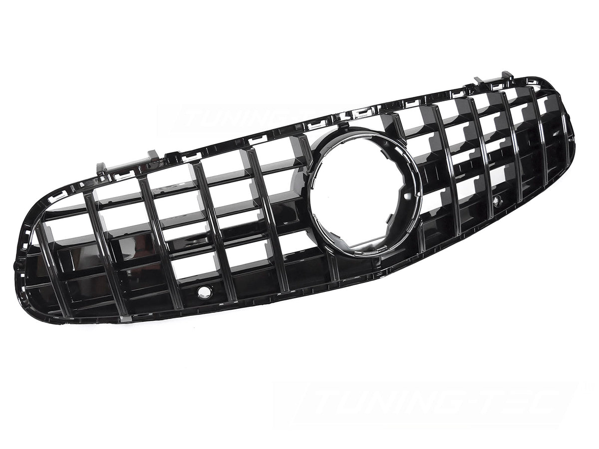 Grill til Mercedes SL R231 16-20 i blank sort sett rett forfra på hvit bakgrunn.