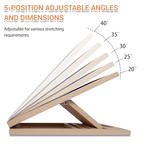 Skråbrett Trening i lyst treverk vist fra siden med fem justerbare vinkler mellom 20 og 40 grader.