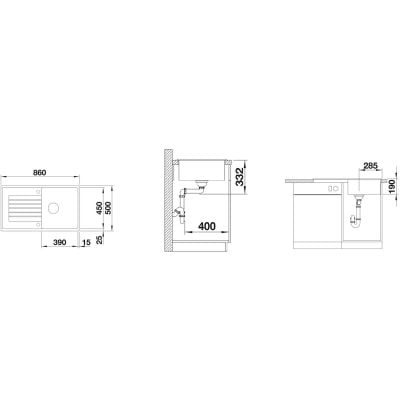 Måltegning Blanco Zia 5 S – mål 860x500 mm