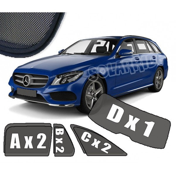 Sr solskjerm i akryl til Mercedes C-Klasse (W205/ S205) stasjonsvogn med enkel montering og vindavviser funksjon