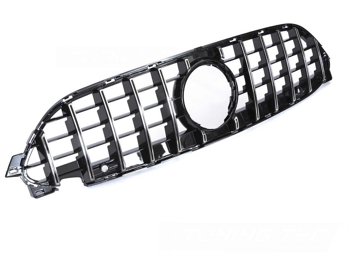 Grill til Mercedes CLE C236/A236 23- i krom/sort sett rett forfra på hvit bakgrunn.