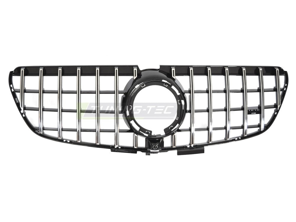 Detaljbilde av Grill V-Klasse/Vito W447 20-23 krom/sort med lamellstruktur og emblemfeste.