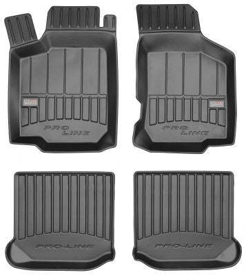 Frogum 3D Premium gulvmatter i TPE til Skoda Octavia I (1996-2010) – svart sett med 4 matter og høy sidekant