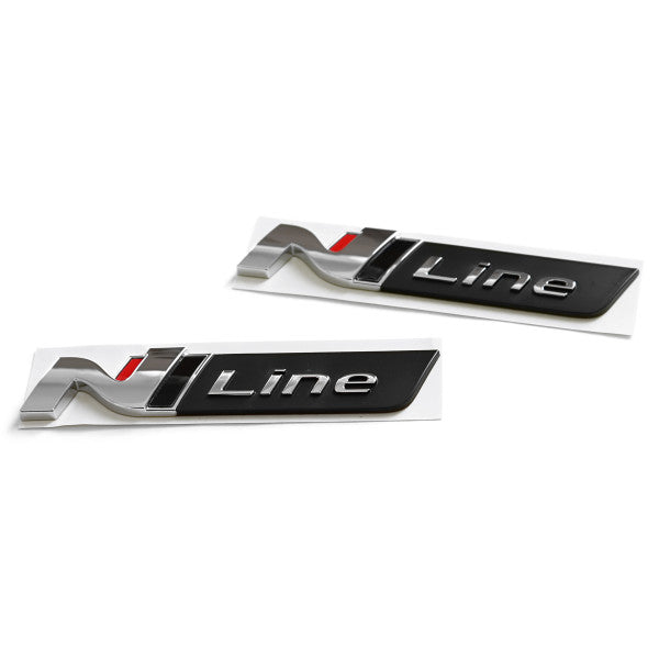 Emblem Hyundai N-Line Kona > Black / Chrome / Red - sett forfra