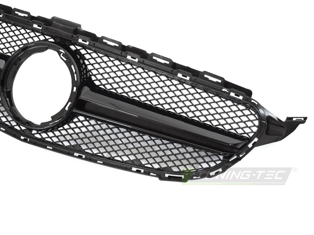 Grill Mercedes C-Klasse W205 18-23 sett fra siden, struktur synlig.