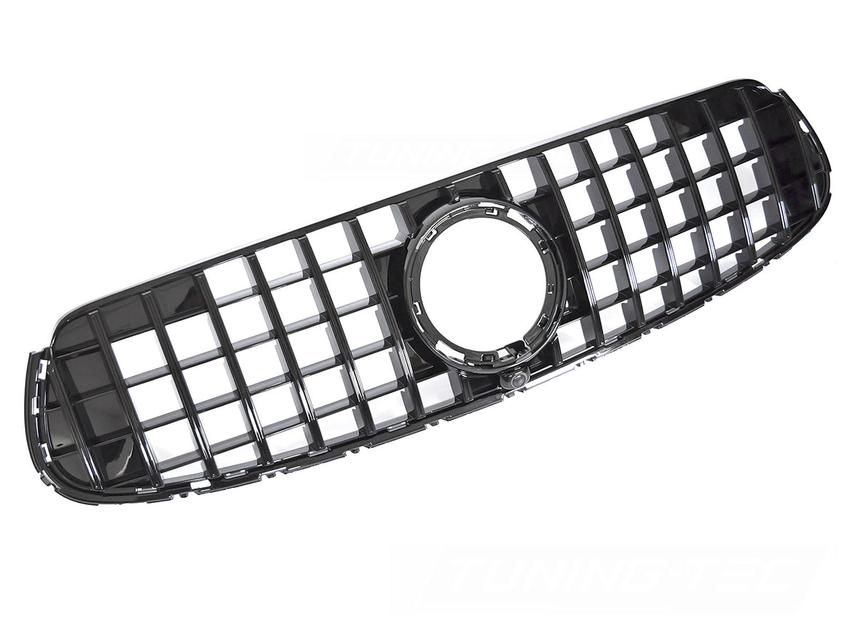 Grill Sport Blank Sort til Mercedes GLC W253/C253 19-22 sett rett forfra på hvit bakgrunn.