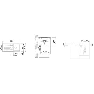 Måltegning Blanco Zia 6 S – mål 1000x500 mm