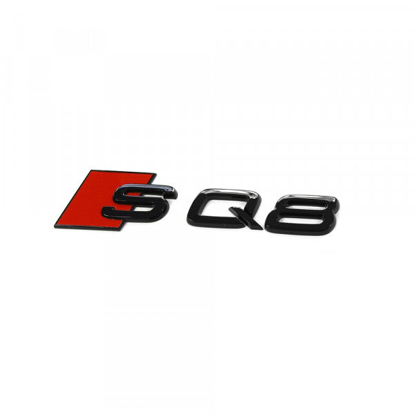 Emblem/logo til Audi SQ8 for - Black Glossy montert på bakluke, svart blank finish, original Audi-del