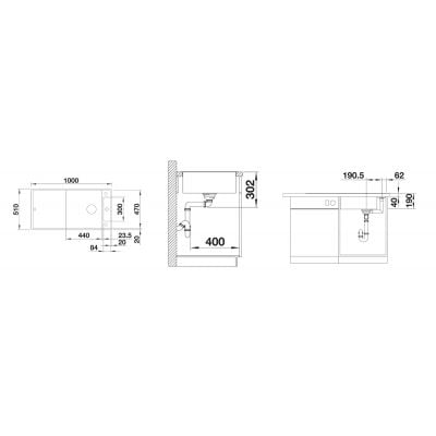 Måltegning Blanco Axia III XL 6 S – mål 1000x510 mm