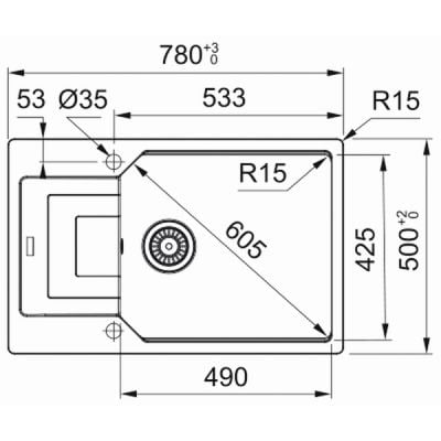 Måltegning Franke Urban UBG 611-78 XL – mål 780x500 mm
