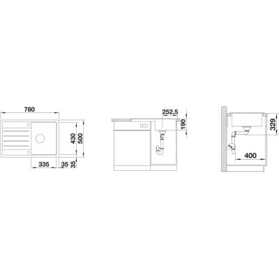 Måltegning Blanco Legra 45 S – mål 780x500 mm