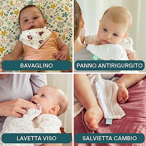 Gasklut Baby brukes som smekke, over skulder, til vask av ansikt og ved bleieskift på baby.
