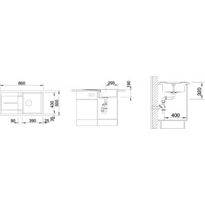 Måltegning Blanco Metra 5 S – mål 860x500 mm