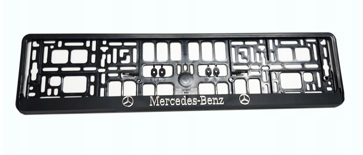 Emblem/logo til Mercedes i svart og krom plast for montering foran eller bak