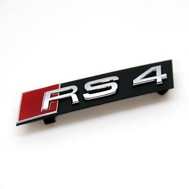 Emblem/logo til Audi RS4 Chrome i krom, svart og rødt for front grill med original passform