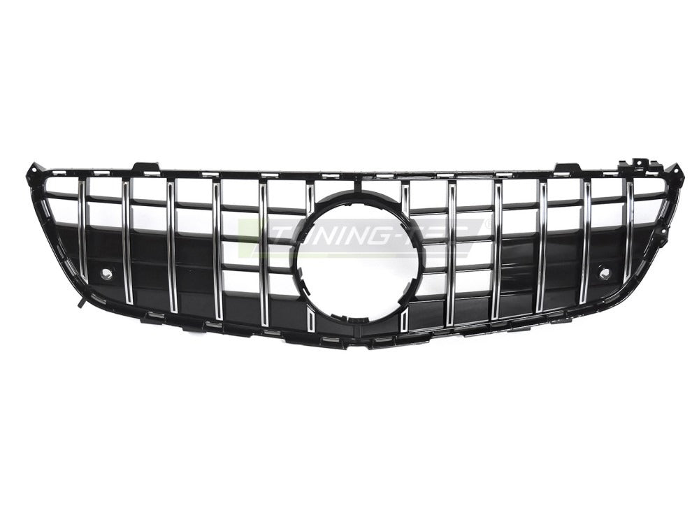 Detaljbilde av Grill SL R231 11-16 sort/krom med lamellstruktur og emblemfeste.